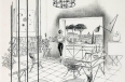 Moderno “Modern” (livingroom lady looking at Italian cityscape)