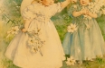 Two Girls Playing with Flowers