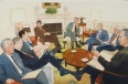 In the midst of the Iran-Contra scandal, the magazine learned that a meeting was to be held at the White House; all key players were to be present.