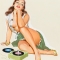 Pin-up with 45 rpm Records