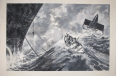 [Men rescuing an airplane at sea in rough waters]