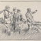 Composition with figures: Gentlemen field hunting