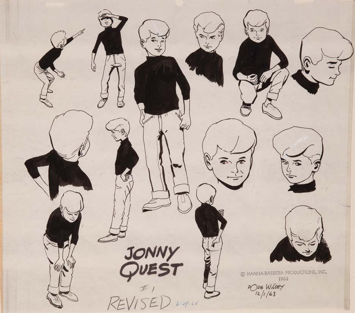 Model sheet for the “Jonny Quest” television cartoon