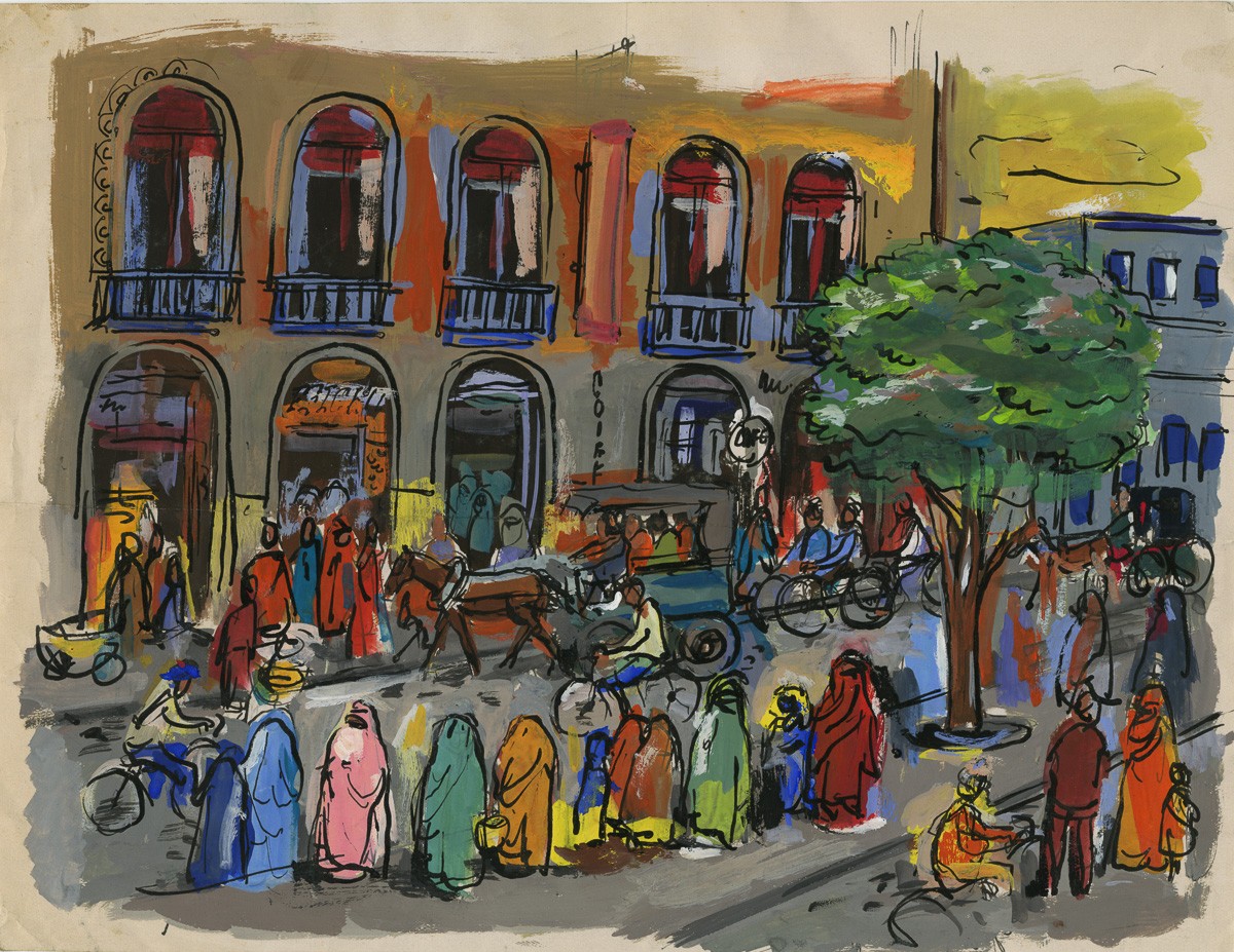 Casablanca Folio: [Busy city street scene in French Morocco]