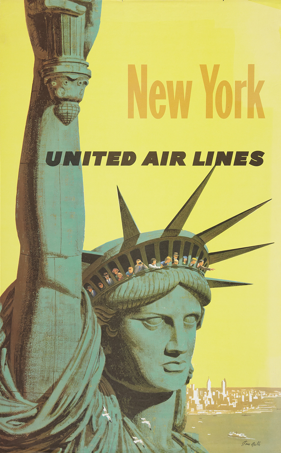 United Airlines New York travel advertising poster