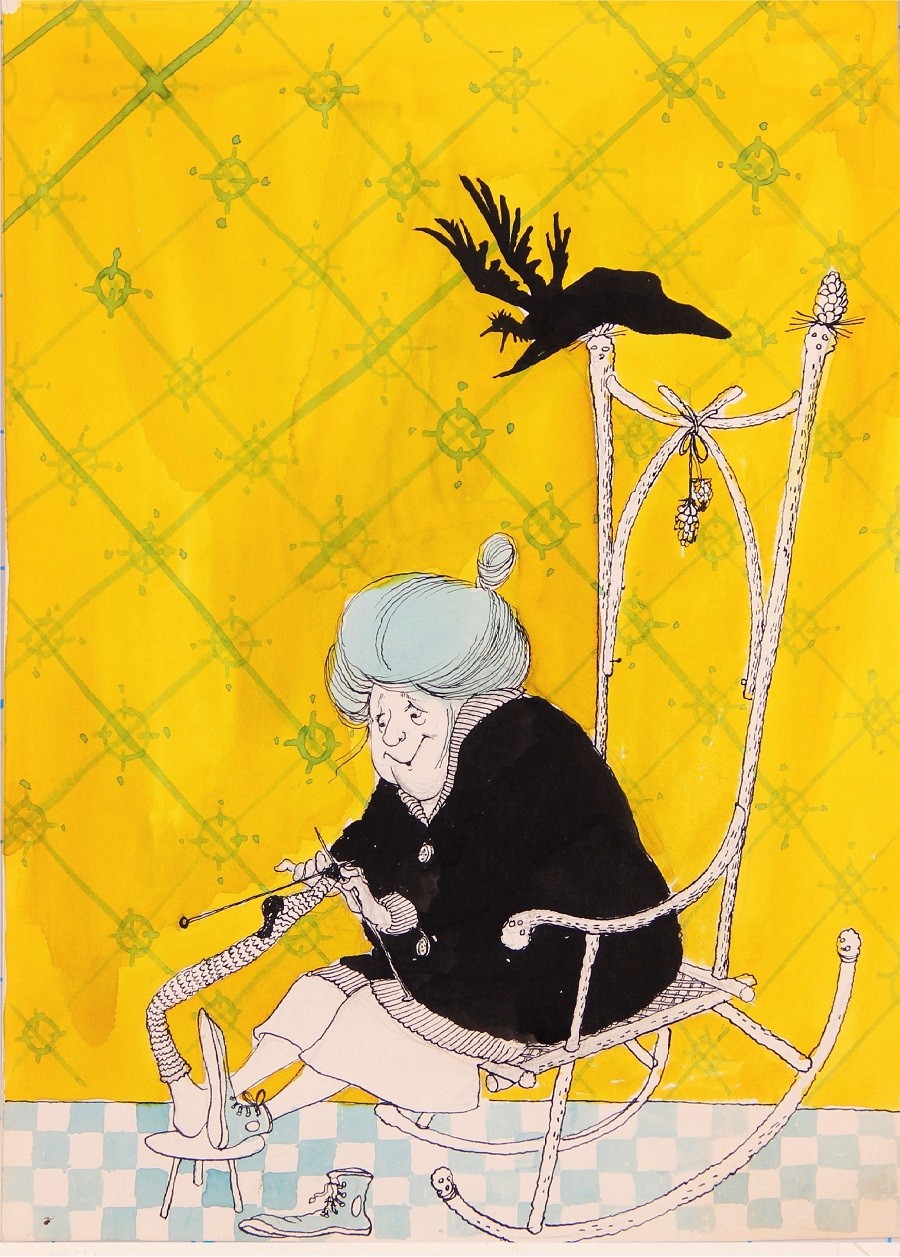 Interior illustration for “Beginning with Mrs McBee”