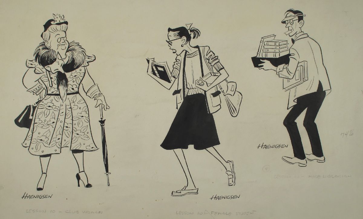 Untitled (Characters: Club Woman; Female Student; Male Librarian)