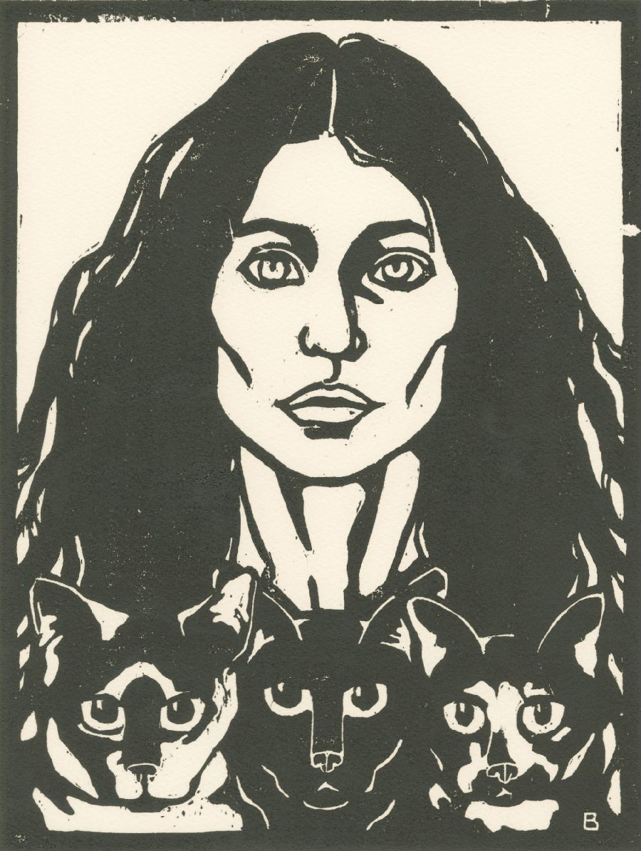 [Self-Portrait with Cats: Anna, Dylan, and Justine]