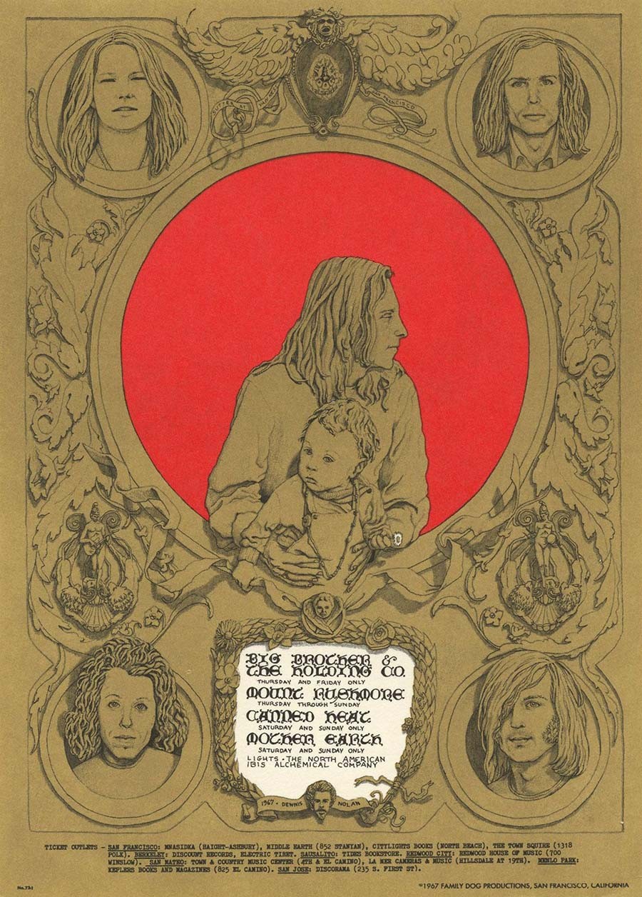 “Family Portrait,” Big Brother & the Holding Company, Mount Rushmore, Canned Heat, Mother Earth, July 20 - 23, Avalon Ballroom