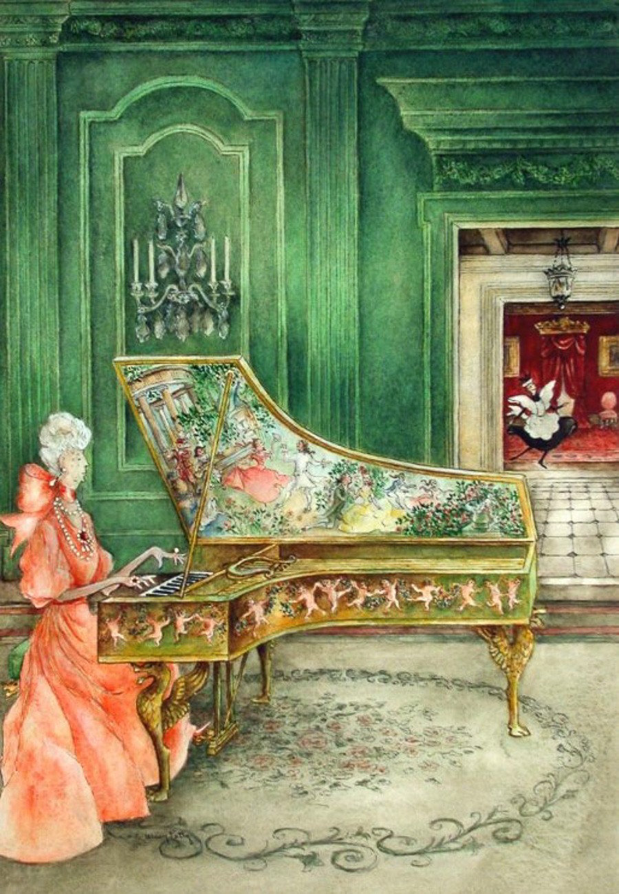 [Mrs. Peabody playing the harpsichord]