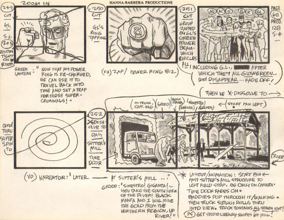 Storyboard for the “Challenge of the Super Friends” television cartoon