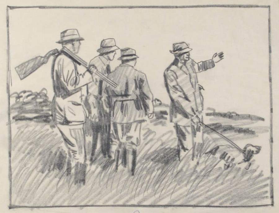 Composition with figures: Gentlemen field hunting