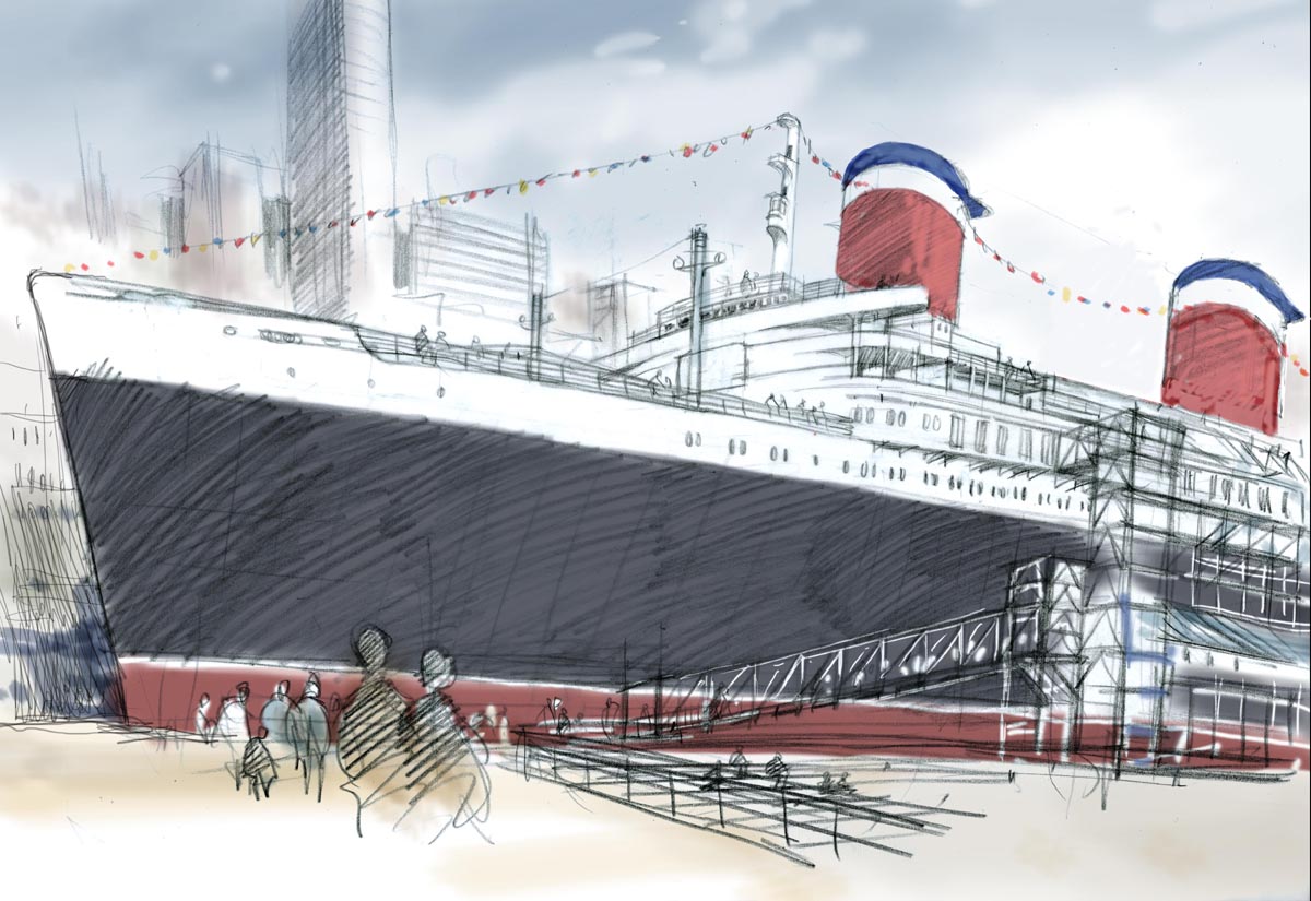 Sketch of the restored S.S. United States