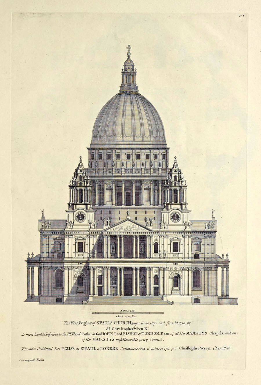 Drawing of the West Elevation of St. Paul’s Cathedral, London